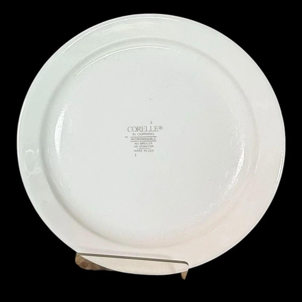 Corelle Callaway Ivy Bread/Dessert Plates Green Trim White Swirl 7 1/4